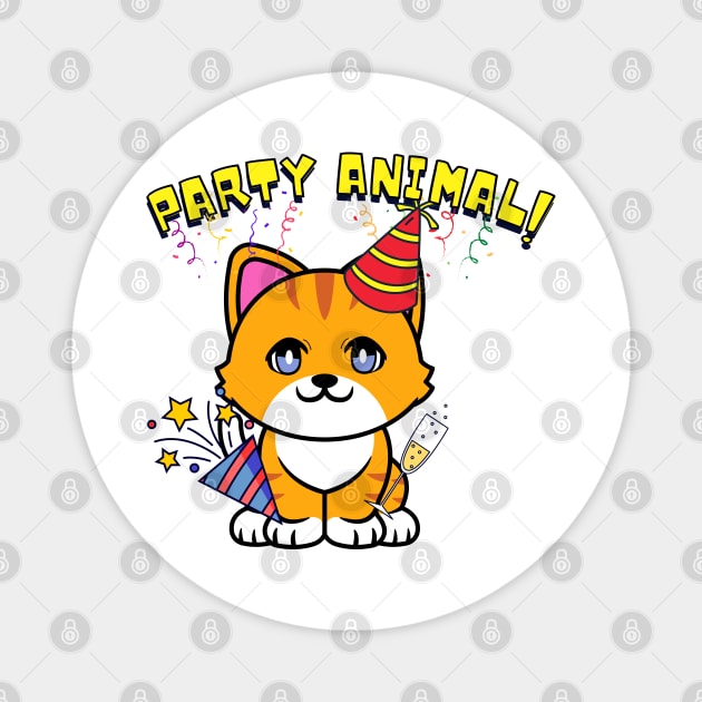 Party Animal - Orange cat Magnet by Pet Station